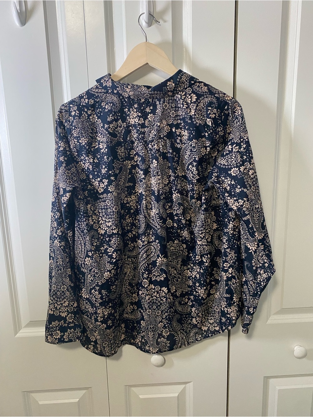 J Jill Navy Floral Paisley Button-Front Blouse - Picture 5 of 8